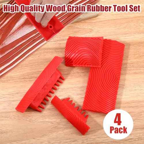 4 Pcs Wood Grain Tool, Natural Wood Grain Maker Wood Graining Tool Wood Grain Painting Tool Wood Stain Brush Texture Art Tools DIY Tools