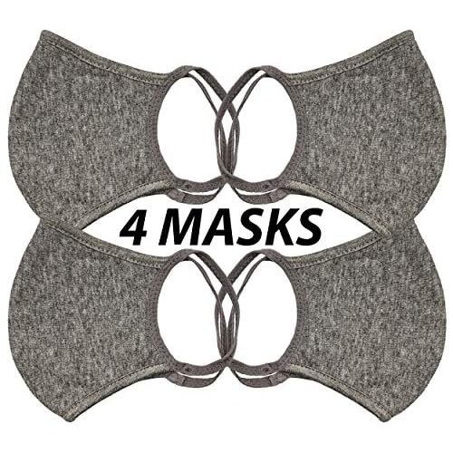Universal Cloth Face Masks ? Reusable Dust & Allergy Masks ? 100% Cotton, 2 Layer, Washable, for Teens & Adults ? Protects from Dust, Pollen, Pet Dander & More (Gray, Medium- Pack of 4)