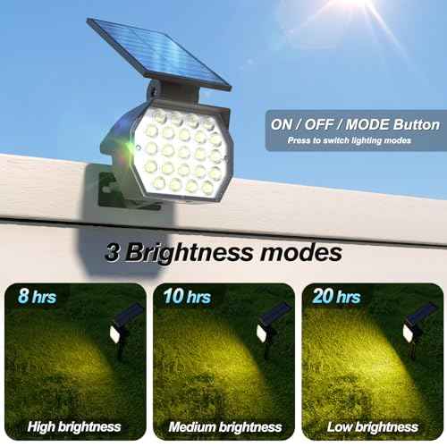 APONUO Solar Spot Lights Outdoor Waterproof 8 Pack IP67,23 LED 3 Lighting Modes Solar Landscape Lights Outdoor for Yard Garden Pathway(Warm White)