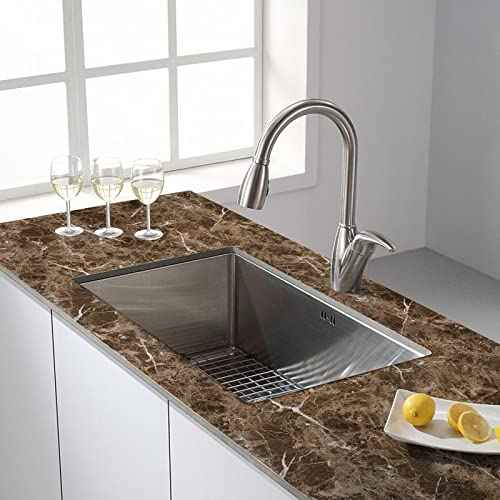 practicalWs Brown Marble Contact Paper Granite Peel and Stick Countertops 17.7in ¡¿ 118in Self-Adhesive Vinyl Waterproof Wallpaper for Kitchen Cabinet Bathroom Shelf Liner Wall Decorative