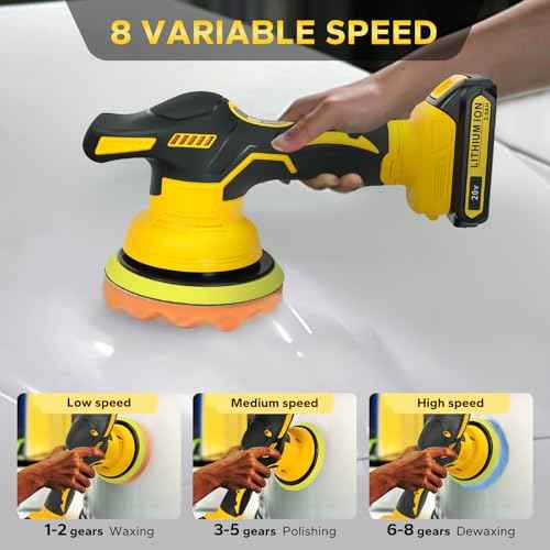 Car buffers and polishers kit Cordless for Dewalt 20V Battery,buffer polisher for car detailing with 8 Variable Speed Up to 5000RPM,6 Inch car buffers and polishers for Polishing/Waxing(No battery)