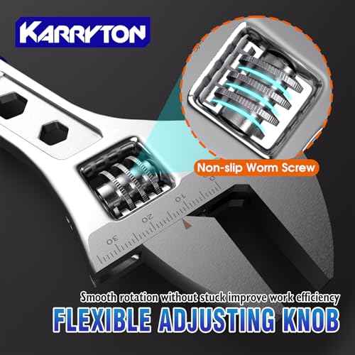 Adjustable Wrench Set (6" 8" 10" 12"), 3-in-1 Spanner Wrench w/Box End/Hex Function, Scales Metric and SAE, Drop Forged CR-V Steel, Chrome Plated, Ergonomic Soft Grip, Hanging/Rolling Bag