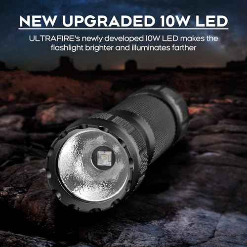 ULTRAFIRE Green Hunting LED Flashlight, 10W Single Mode Green Light, 350 Yards Super Bright Hog Predator Flashlight for Night Observation WF-501G