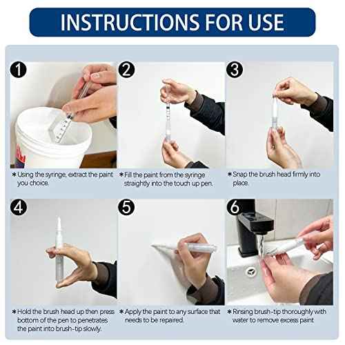 4 Count Touch Up Paint Brush Pen for Painting Walls, House Paint Drywall Repair Brushes kit for Wood Furniture, Desks, Fence Scratches(3ml)