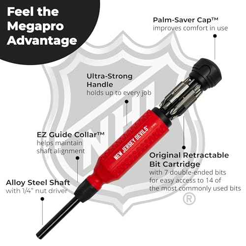 MEGAPRO¢ç NHL¢ç Team Edition Multi-bit Screwdriver | Officially Licensed NHL¢ç Gear | Durable, Ergonomic, Pro-Grade Screwdriver (New Jersey Devils¢ç)