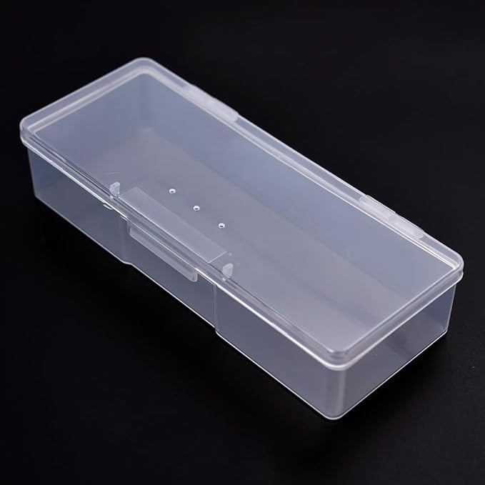 Transparent Box Storage Case for Nail Art Equipment Manicure Tool Organzing Pedicure Tool Empty Plastic Box (White)