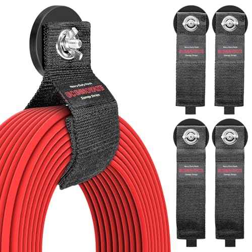 UCINNOVATE Heavy Duty Magnetic Hook Straps 4 Pack, 2.59INCH Magnetic Storage Hooks, Magnetic Tool Holder, Powerful Garage Storage Hook Ties, Extension Cord,Hose, Cable, Rope,Tools,Workshop,Pick-up