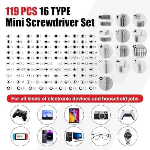 Small Precision Screwdriver Set& 119 Pcs Mini Screwdriver Set &Magnetic Glasses Repair Tool Kits & Small Screwdriver set for DIY, Xbox, iPhone, iPad, Computer, Watch, Laptop, Macbook, Eyeglass