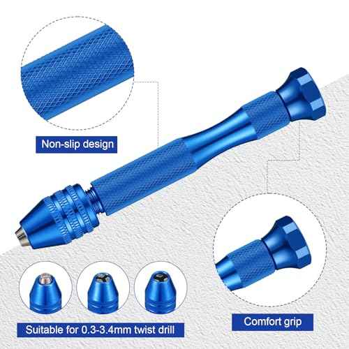Mudder 36 Pieces Hand Drill Set, Include Pin Vise, Mini and Twist Drills for Craft Carving DIY, 0.3-1.2 mm PCB Drill (Blue)