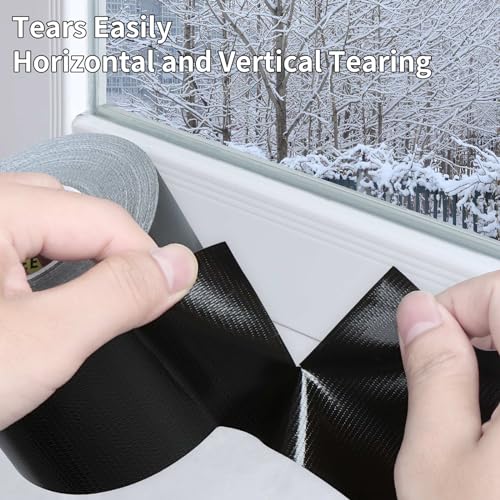 Heavy Duty Single Side Duct Tape,2in x 33FT,Strong Adhesive High Strength,Versatile Mesh Adhesive Tape for Easy Sealing, Repairing and Bonding Indoors and Outdoors,Black