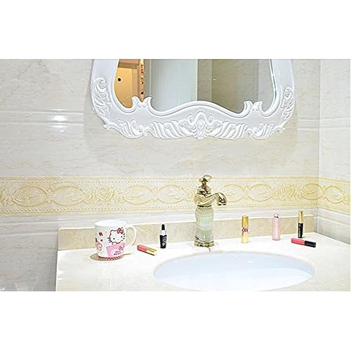 Simplemuji Self Adhesive 5 Meters Yellow Peony 3D Peel and Stick Waterproof Wall Border Easy to Apply 4 Inch by 16.5 Feet