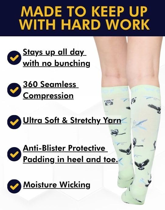 Compression Socks for Women & Men Circulation - 15-20 mmHg Compression Socks - Best Support for Nurses, Running, Athletic
