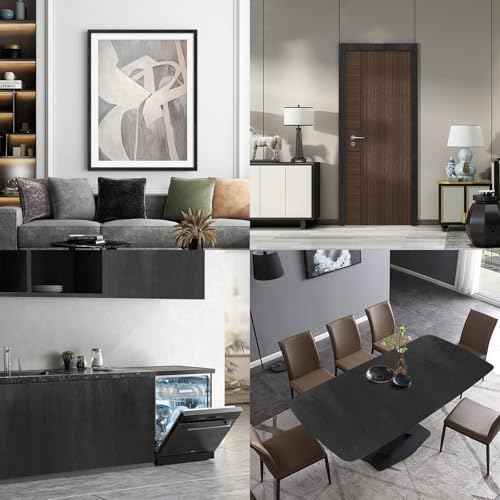 seonta Black Mirror Border Peel and Stick 4inch x 32.8ft Wood Grain Repair Tape Self Adhesive Removable Repair Wallpaper Frame for Tables, Chairs, Doors, Windows, Floors