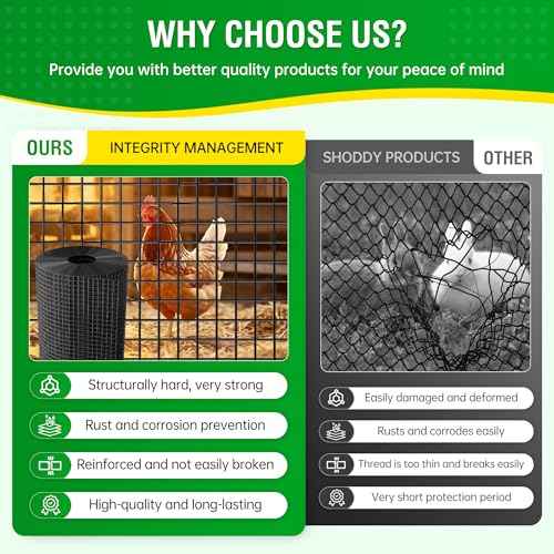 Dynabyte Vinyl Coated Black Hardware Cloth 1/2 inch 24 x 100 ft 19 Gauge, Rust and Corrosion Resistant, Easy to Bend Simple Installation, Chicken Wire Mesh, Garden Fence, Gopher Wire Cloth