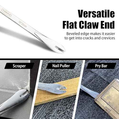 Nail Puller Cats Paw Pry Bars (Sliver, 10 inch (340g) Mini Crowbar with Cats Paw Nail Remover, High Carbon Steel Crowbar Tool for Home Remolding & Woodworking