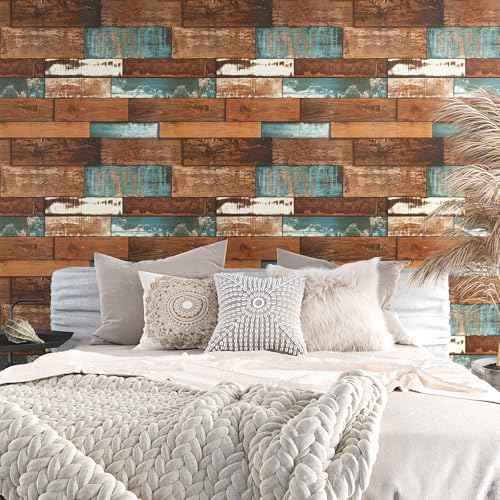 VEELIKE Aged Weathered Shiplap Peel and Stick Wallpaper Blue Wood Contact Paper for Cabinets Countertops Walls Waterproof Self Adhesive Rustic Wood Wallpaper for Farmhouse Kitchen Bedroom 17.7''x118''