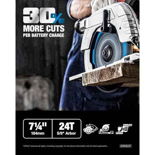 CRALY 7-1/4 Inch 24 Teeth Wood Cutting Framing Circular Saw Blade, 5/8 Inch Arbor, Carbide Tipped, Thin Kerf, Black Ice¢â Coating, for Plywood, MDF, OSB, Laminated(C0724FR)