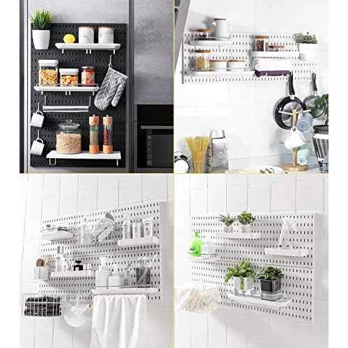 Pegboard Combination Kit and 13 Accessories(Shelf Hook Brackets Container) No Punching for Garage Kitchen Living Room Bathroom Office 22"x22",Pegboard Wall Organizer (Upgraded)
