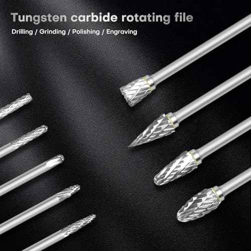 10 Pcs Carbide Burr Bits 1/8" Shank Compatible with Dremel Milwaukee Metal Grinding Wood Stone Steel Carving Cutting Engraving Grinder Kit Attachment Rotary Tool Accessories Set Harder Than Diamond