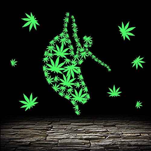 104 Pieces Pot Leaf Stickers Glow in The Dark Wall Stickers Luminous Adhesive Weed Leaf Decals for Home Decorations Birthday Wedding Party Supplies