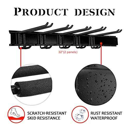WALMANN Wall Mount Tool Organizer, Mop and Broom Holder, Garage Tools Storage Rack, Heavy Duty Garden Tool Storage Rack, Holds Up to 300 lbs