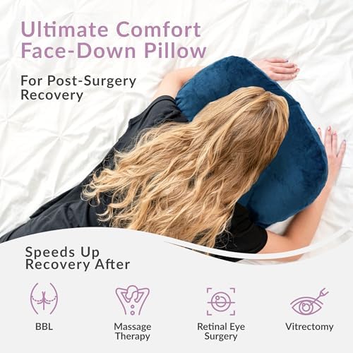 Zomaple Face Down Pillow for Sleeping & Recovery After BBL, Vitrectomy, Retinal & Eye Surgery - Patented Facedown Pillow with Gel Pack is Prone Home Massage Bed Equipment - Ideal for Stomach Sleepers