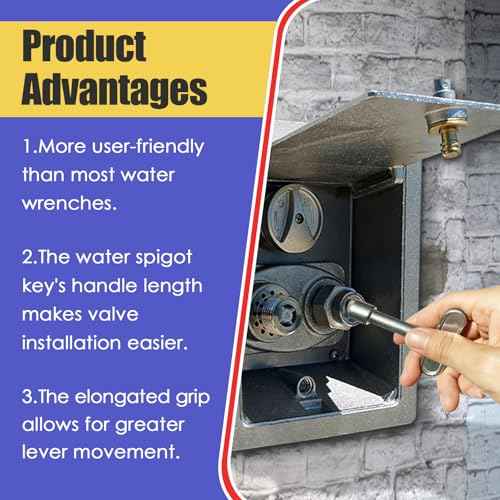 2 Pack Hydrant Key 3/8 for Zurn P1300-PART-13-KEY Water Key, Fire Hydrant Water Spigot Key for Wall Hydrant Faucets Valves and Outdoor Hose Valves, Shut Off Tool for Faucet Water Hydrant