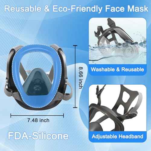 Full Face Respirator Mask with Filters 60921 & 2091£¬Reusable Gas Mask for Painting£¬Welding, Griding&Cuting | Anti-Fog, Silicone Face Seal, Dust Protection