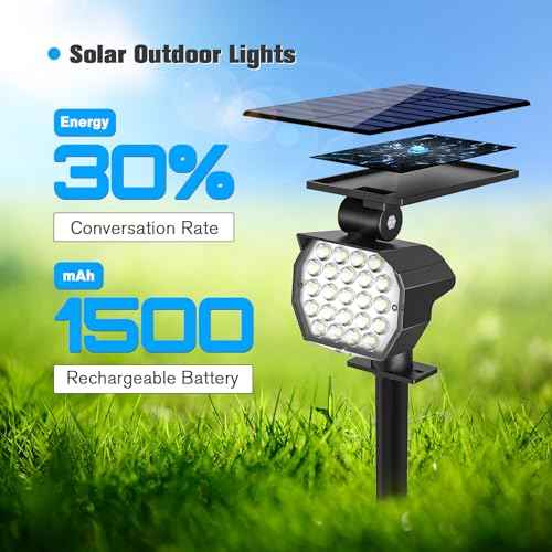 NIORSUN Solar Spot Lights Outdoor,23 LEDs Landscape Lighting with Auto On/Off and 3 Lighting Modes, IP67 Waterproof Spotlights,Outdoor Solar Lights for Yard Garden,8 Pack(Cool White)
