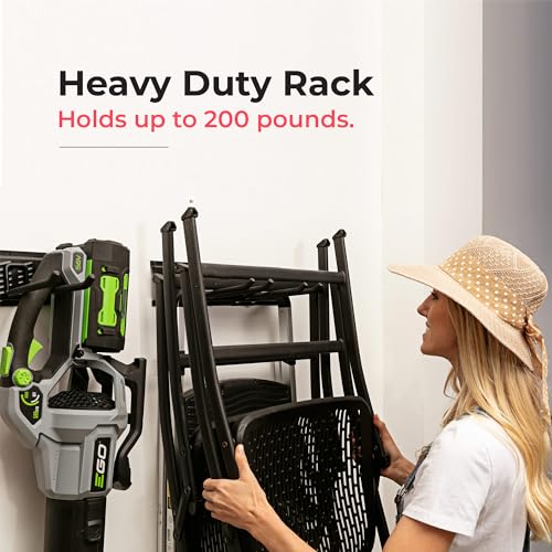TIDYME Garage Tool Organizer Wall Mount - 32 inches - Sturdy Storage Rack with Adjustable Hooks, Anti-Rust - Easy Installation, 200lbs Capacity - Garden Tool Organizer (02 Racks & 04 Hooks)
