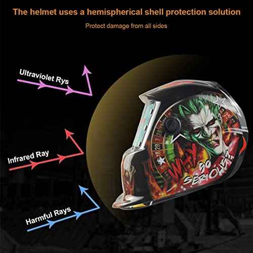 Auto Darkening Welding Helmet, Solar Powered Welding Hood with Adjustable Shade 4/9-13 for Tig Mig Arc Welder Mask (Casino)