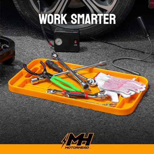 MOTORHEAD Super Grip Silicone Tool Tray Set (4-Piece: 23¡±, 16¡±, 12¡± & 4¡±) Magnetic, Non-Slip, Anti-Scratch,Withstands Temperatures Up to 248¡ÆF/120¡ÆC, Non-Conductive & Anti-Static, Orange (AT06006G)