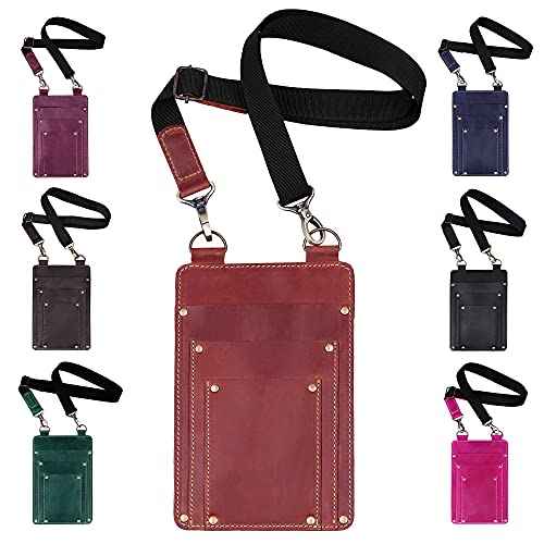 Leather Florist Tool Belt Bag Garden Farmer Pouch Organizer - Hand Tools Holder Utility Kit (Cognac Brown)