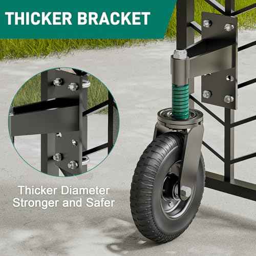 Gate Wheel, 8 Inch Heavy Duty Fence Gate Wheels for Wooden Gate and Metal Tube Gate, Support to 700 lbs, Spring-Loaded 360 Degree Rotation Gate Caster Kit - Black