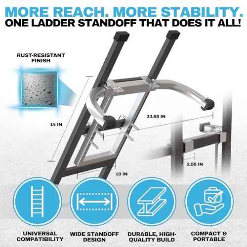 Secure Ladder Stabilizer - Extension Ladder Stabilizer & Roof Ladder Hook for Gutter Cleaning Tools and Wall, Enhance Safety with Ladder Accessories