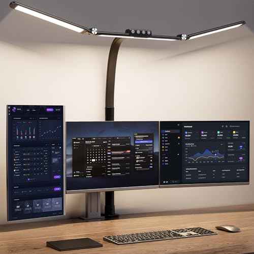 Large Desk Lamps for Home Office, 39.3" Architect Desk Lamp with Clamp, 24W Ultra Bright LED Desk Light Stepless Dimming Eye-Caring Office Desk Lamp for Study Work