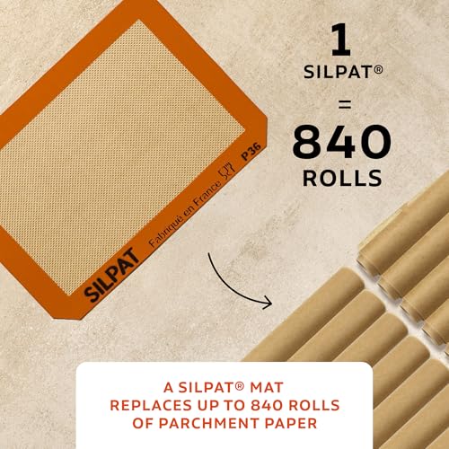 Silpat Premium Non-Stick Silicone Baking Mat, Petite Jelly Roll Size, 8-1/4 x 11-3/4, AE295205-01,Orange