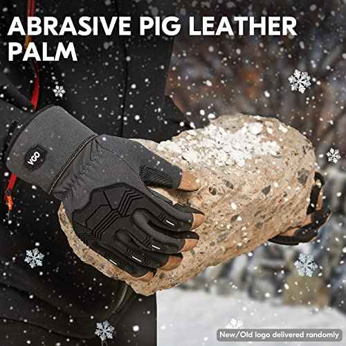 Vgo...¡¦ Winter Work Gloves Men,Leather Work Gloves,Anti-vibration,Mechanics Gloves,Abrasion Resistance
