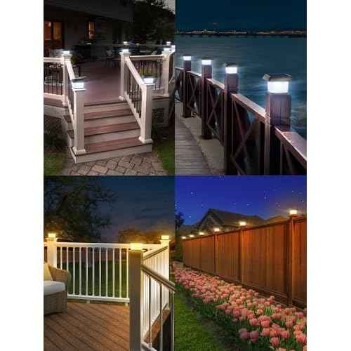intelamp Solar Post Cap Lights Outdoor Waterproof 6 Packs, Fence Deck LED Lighting for 3x3 4x4 5x5 6x6 Wooden Vinyl with Remote Control Dusk to Dawn Warm White Light for Garden Patio Porch Mailbox