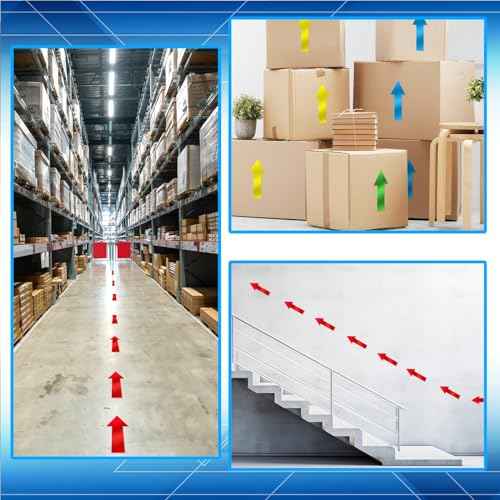 8 Inch Arrow Sticker 46 Pack, Adhesive Directional Sign Arrow Floor Decal Multicolor Waterproof Stickers Marking Arrows Safe Road Instructions Sticker for Floor Wall Applications