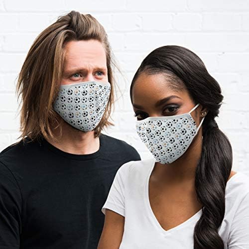 WEDDINGSTAR 3-Ply Adult Washable Cloth Face Mask Reusable and Adjustable with Filter Pocket - Soccer