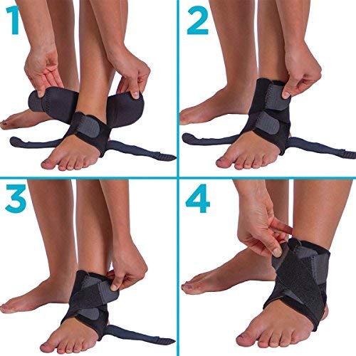 BraceAbility Neoprene Water-Resistant Ankle Brace | Compression Foot Wrap for Swimming, Running, Surfing, Diving, Exercise, Athletic Support & Protection, Sprains, Tendonitis and PTTD Pain (S/M)
