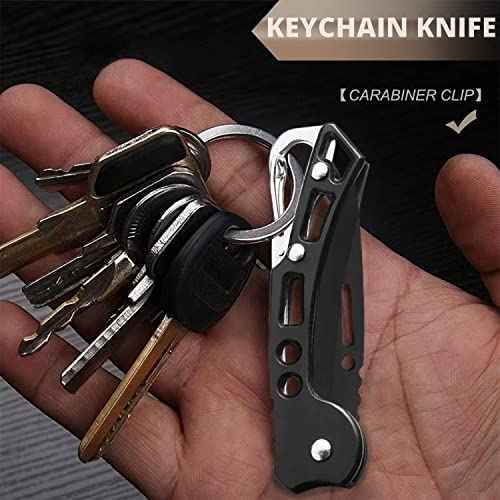 EDC Pocket Knife for Men, Small Folding Keychain Knife with clip, Stainless Steel Knife Box Cutter for Women, Pocket Knives for Outdoor Camping Hiking, Mens Gift