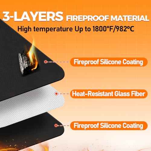 TOHONFOO Welding Apron Fireproof, 24'' x 42'' Double Side Silicone Coated Fiberglass Welding Apron for Men Welders, Fireproof Waterproof Welding Work Apron, Easy to Clean, Black