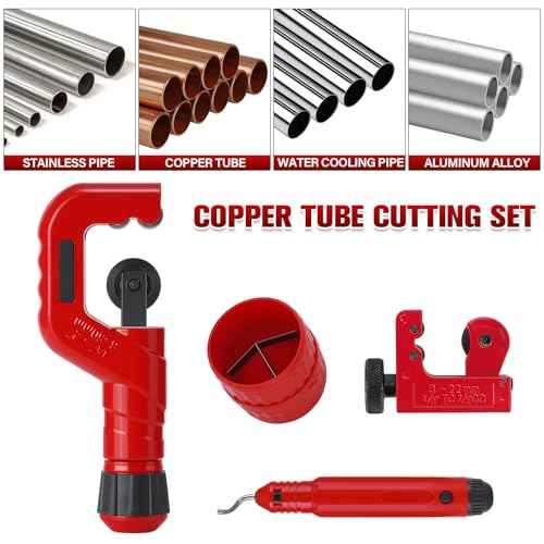 4-1 Tubing Cutter Set, Heavy Duty Pipe Cutter 1/4¡¯¡¯-2¡¯¡¯ OD, Mini Pipe Cutter 1/8¡¯¡¯-7/8¡¯¡¯OD, Mini Copper Pipe Cutter with Deburring Tool, PVC/Aluminium/Plastc Pipes, Suitable for repair & DIY workers