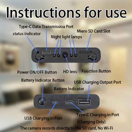 Hidden Camera - Spy Camera - Mini Camera - 10000 mAh HD 1080P- Portable Mobile Power Supply Camera - Secret Camera - Evidence-Collecting Camera-Small Camera-Nanny camera-55 Hours of Record