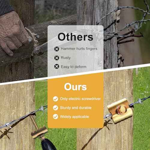 200 Pcs 2'' Fence Staples, Reusable Fasteners with Wire Fixer, Nails for Wire Mesh and Woven Fencing, Quickly Install Screws with Cordless Drill