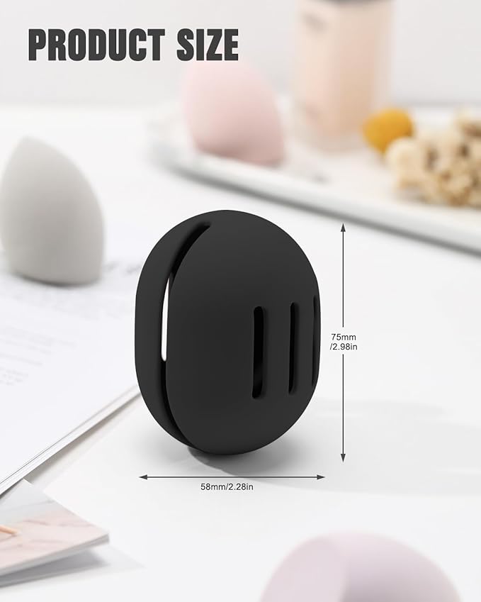 FERYES 2 PCS Makeup Sponge Holder Ã¢ÂÂ Shatterproof Eco-Friendly Silicone Beauty Make Up Blender Case for Travel - Black
