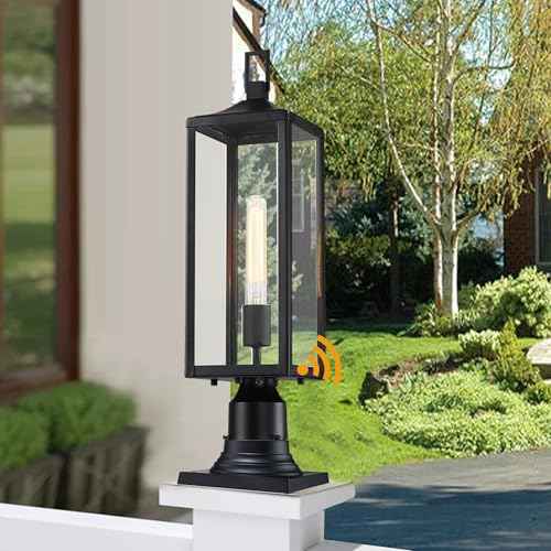 21.3 Inch Outdoor Lamp Post Light Fixture Dusk to Dawn - Residential Sidewalk Lamp Post Sconce Dusk to Dawn Outside Pole Lantern for House Outdoor Column Light, E26
