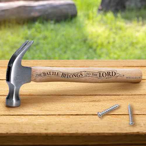 Jesuspirit - Engraved Hammer - Christimas Gifts, Wooden Hammer for Housework - Christian Gifts For Men, Father - Anniversary Gifts - Wedding Gift For Handy Man (The Battle Belongs To The Lord)